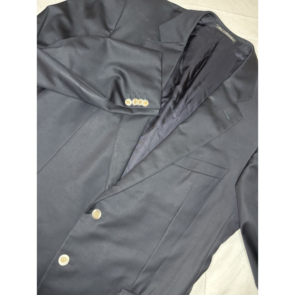 Ermenegildo Zegna Super 100s Fine Worsted Blazer Blue Men's 56 EU 46 US 2 Button